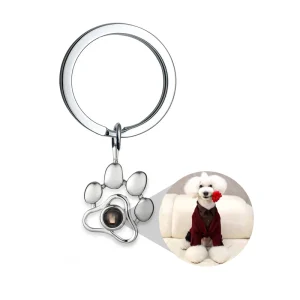 Paw Print Photo Projection Keyring (Silver)