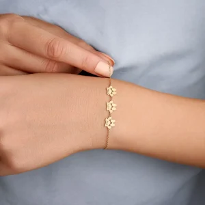 Personalized 18k Gold plated Paw bracelet 3 Paws