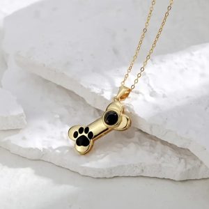 Bone design Photo Projection Necklace (Gold)