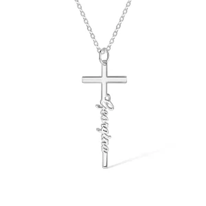 Standard Cross Name Necklace (Silver)