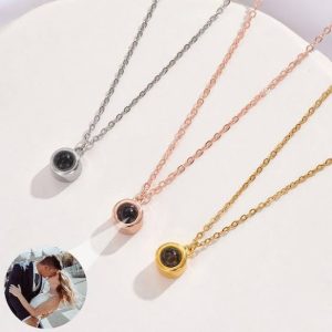 BUY 2 GET 1 FREE ("One of Each") Photo Projection Necklace Original (1 x Silver; 1 x Gold; 1 x Rose Gold) - 3 x FREE Slide-Out Jewelry Box Included