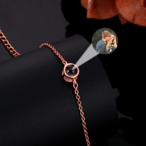 Rose Gold Plated Sterling Silver Original Photo Projection Bracelet (Rose Gold) - FREE Slide-Out Jewelry Box Included