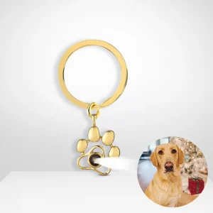 Paw Print Photo Projection Keyring (Gold)