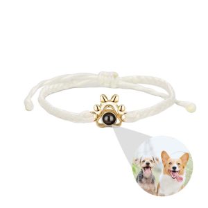Woven Paw Print design Photo projection bangle (Gold)
