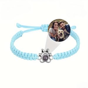 Woven Paw Print design Photo projection bangle (Blue)