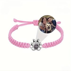 Woven Paw Print design Photo projection bangle (Pink)