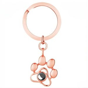 Paw Print Photo Projection Keyring (Rose Gold)