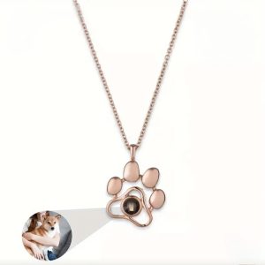 Paw Print Photo Projection Necklace (Rose Gold)