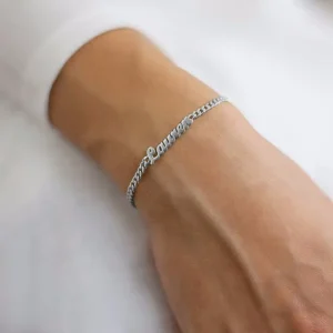 Stainless Steel Personalized Name Bracelet - Silver
