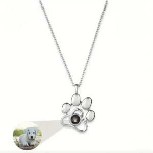 Paw Print Photo Projection Necklace (Silver)