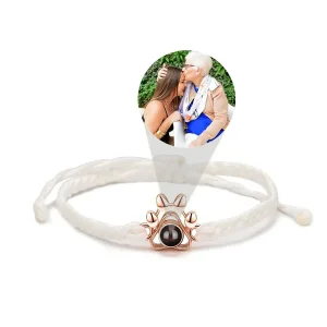 Woven Paw Print design Photo projection bangle (Rose Gold)
