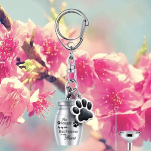 "No Longer By My Side But Forever In My Heart" Memorial Keyring - Keepsake Mini Urn - Free Box Included