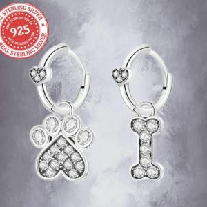 Sterling Silver Zirconia Hoop Earrings - Bone and Paw