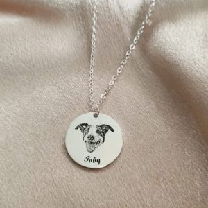 Engraved Pet Portrait Necklace (Silver)