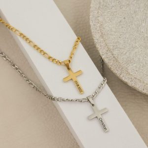 Personalised Cross Name Necklace For Men