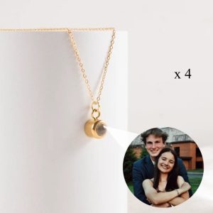 BUY 3 GET 1 FREE Photo Projection Necklace Original Round (Gold) - 4 x FREE Slide-Out Jewelry Box Included
