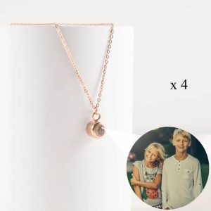 BUY 3 GET 1 FREE Photo Projection Necklace Original Round (Rose Gold) - 4 x FREE Slide-Out Jewelry Box Included