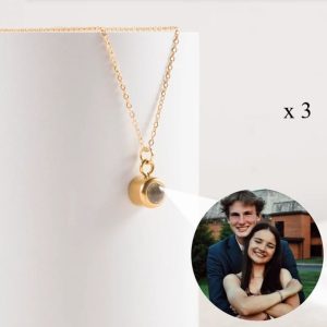 BUY 2 GET 1 FREE Photo Projection Necklace Original Round (Gold) - 3 x FREE Slide-Out Jewelry Box Included